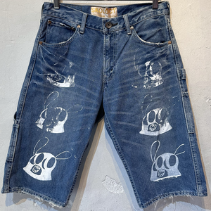 SKOLOCT PRINTED DENIM SHORTS