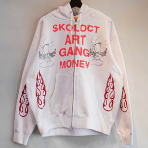 SKOLOCT ART GANG MONEY FLAME ZIP HOODIE-XL