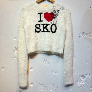 LOVE SKO L/S KNIT TOP - WHITE